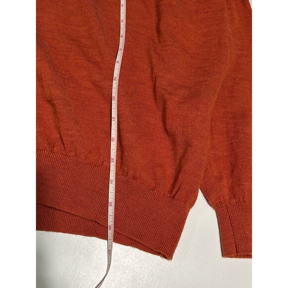 Foot Joy FJ  Men’s Med Zip Long Sleeve 100% Wool Pullover Sweater Burnt Orange - Picture 5 of 7